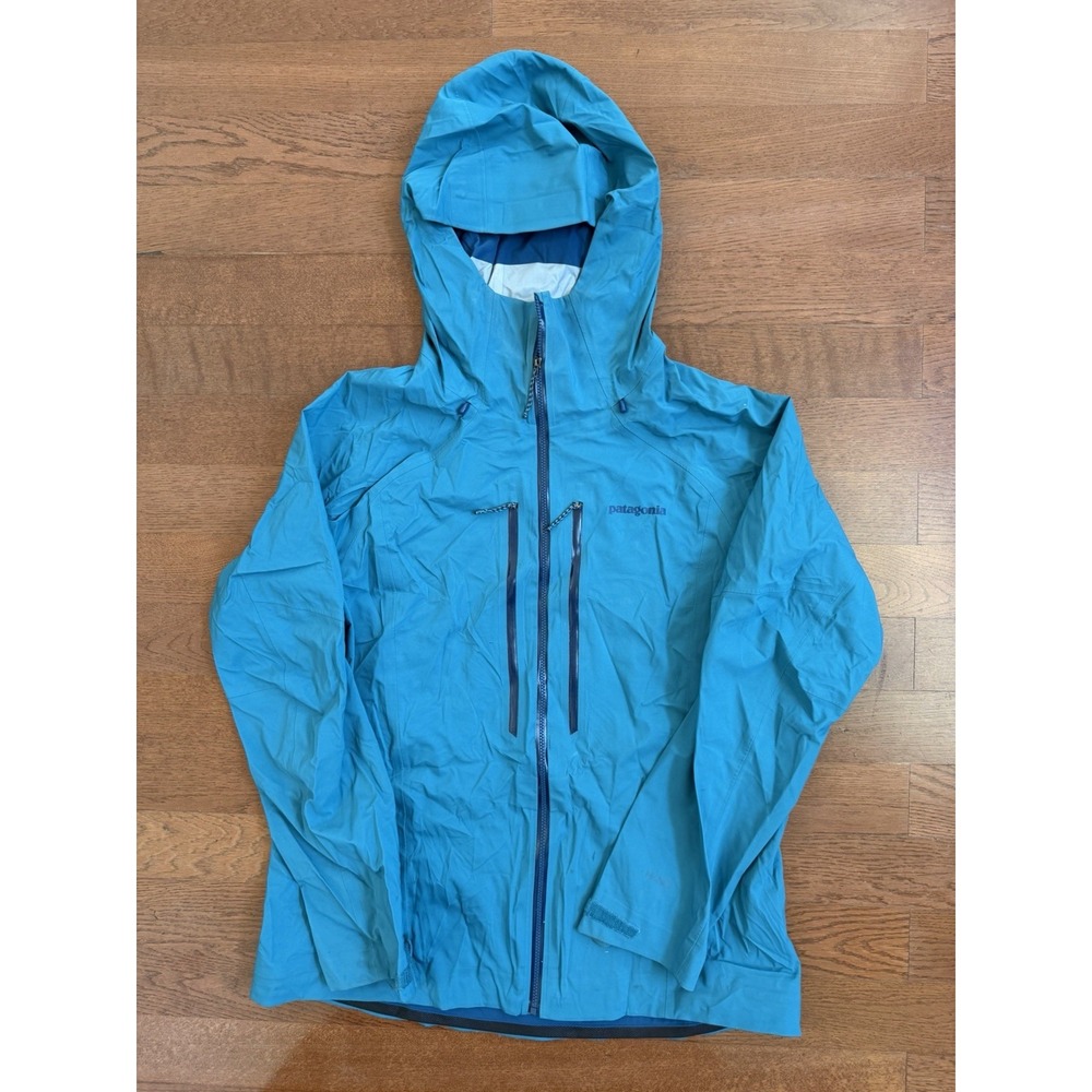 Patagonia Jacket Womens L Blue H2No Hooded Full Zip Waterproof Stormstride